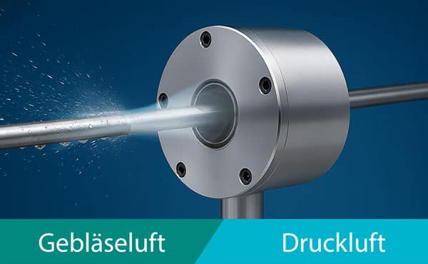 Übersichtbild einer Ringdüse, die mit Druckluft oder Gebläseluft versorgt werden kann